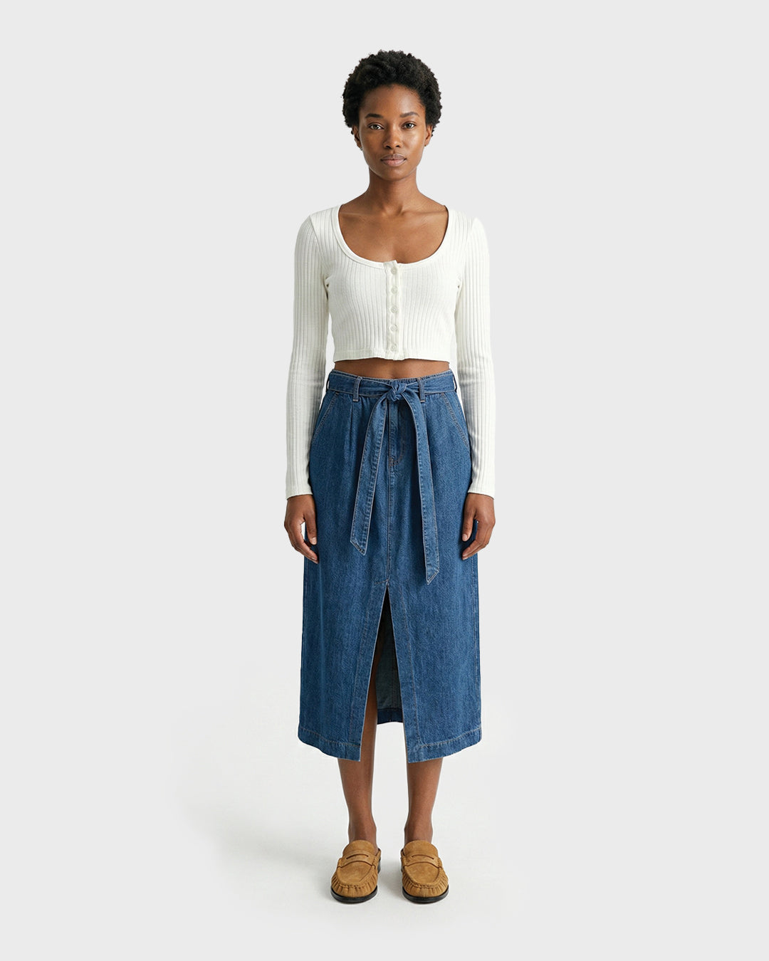 Bleu Tie Denim Skirt
